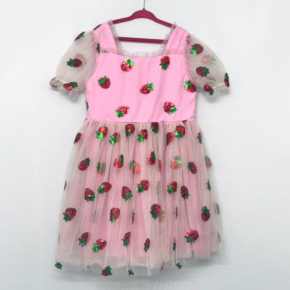 Lola + The Boys Strawberry Sequin Tulle Dress Size 8 - Picture 2 of 11